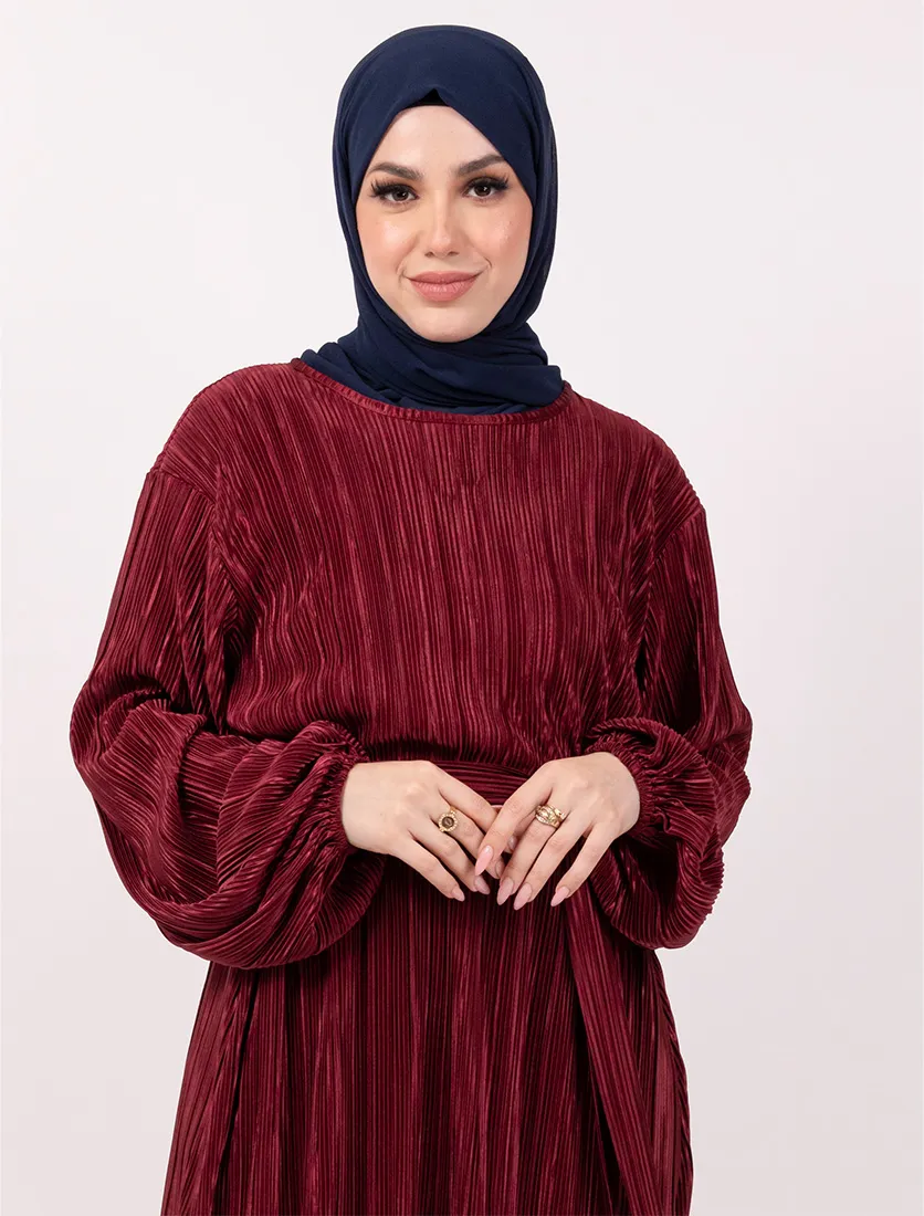 Maroon Plisse Abaya